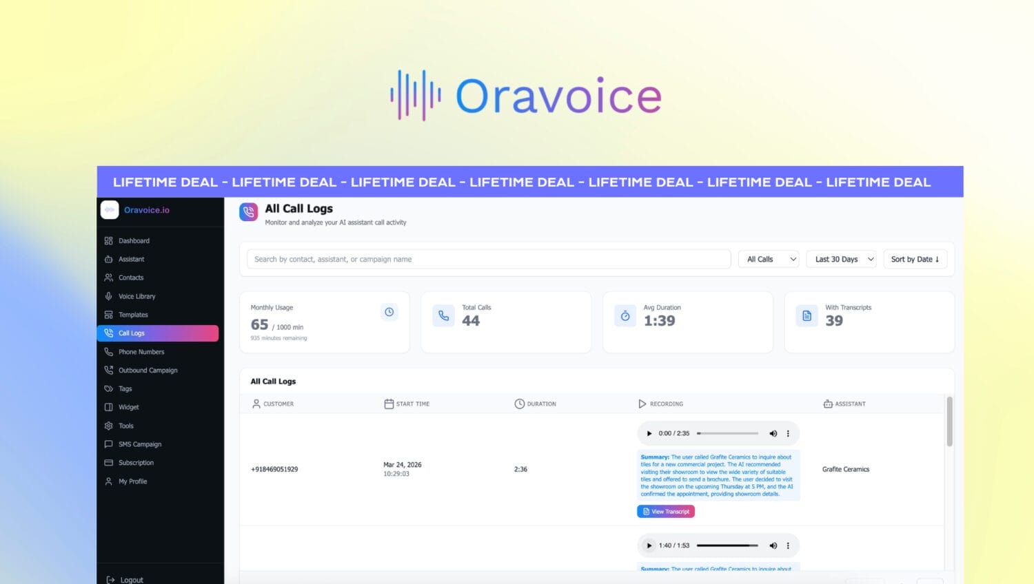 OraVoice Lifetime Deal OraVoice Lifetime Deal
